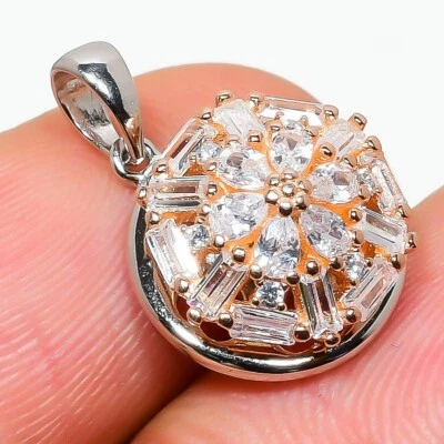 Colgante Morganita Topacio Blanco Piedras Preciosas Plata de Ley 925 Regalo de Navidad Foto 1 de 4