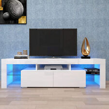 High Glossy 70" Tv Stand Unit Cabinet with Led Shelves 2 Drawers Home Furniture