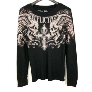 Camiseta Térmica Affliction Alada Para Hombre Talla M Pullover Mangas Largas Calaveras Gótico - Imagen 1 de 8