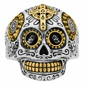 Totenkopf Kreuz Schädel Knochen 585 Vergoldet 925 Silber Damen Herren - Bild 1 von 7
