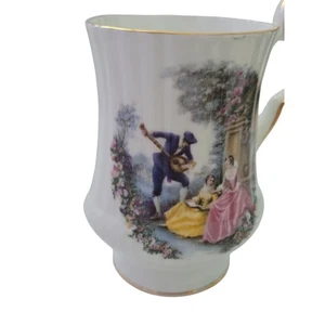 Royal Windsor Fine Bone China Mug Elegant Romantic Scene Gold Rim Vintage - Picture 1 of 7