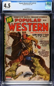 Popular Western #87 (v29 #3) CGC 4.5 Standard 1945 Pulp Magazine Tom Gunn - Picture 1 of 2