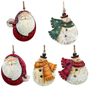 Metal Christmas Decoration Natural Rustic Finish Painted Snowman Shape - Picture 1 of 21