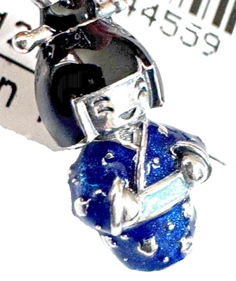 Authentic Pandora Sterling Silver Blue Kimono Japanese Doll Dangle 798595C01 - Image 1 of 4