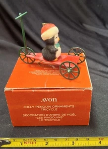 Vintage Avon Gift Collection Jolly Penguin Scooter Ornament 3" x 2" - Picture 1 of 13