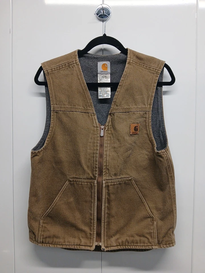 Chaleco Carhartt Para Hombres Pequeño Forrado de Vellón Ropa de Trabajo Bordado Cremallera Completa V19 BRK Foto 1 de 4