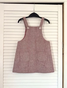 Next girls burgundy and white glen check pinafore dress - Picture 1 of 5