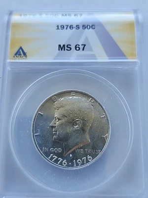 1976-S BI-CENTENNIAL KENNEDY SILVER HALF DOLLAR 50C ANACS MS67 Free Shipping  - Image 1 of 2