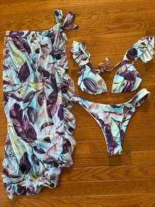 Women's 3 Pc. Bikini & Skirt Set Sz. M - Picture 1 of 3