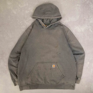 Carhartt Vintage Distressed Hoodie 2XL Men's Grey Workwear - Picture 1 of 8