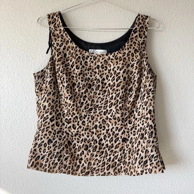 Blusa sin mangas vintage con estampado de leopardo Dressbarn talla 10 Top clásico maximalista glamuroso Foto 1 de 4