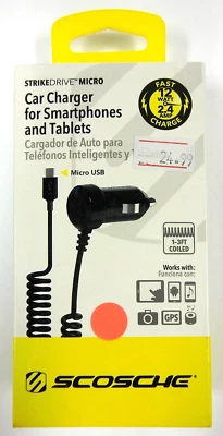 SCOSCHE Micro USB 2.4 Amp / 12 Watt Rapid Car Charger for Smartphones + More - Image 1 of 2