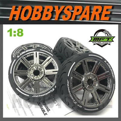 SET OF 4 LOUISE RC 1/8 GT TARMAC WHEEL TYRE ON ROAD MFT 6s CHROME BUGGY CAR - Image 1 of 4