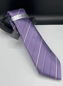 ALFANI Men's 100% Polyester Tie ~ Lilac ~ Belwood Stripe ~ NEW MSRP: $55. - Picture 1 of 2