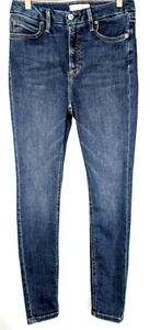 Free People High Rise Skinny Moto Boho Festival Dark Rinse Denim Jeans Size 27 - Picture 1 of 7