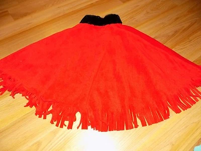 Talla Pequeña 4 Larga Falda Roja con Flecos Cintura de Piel Negra Country Western Disfraz Usado en Excelente Condición Foto 1 de 4