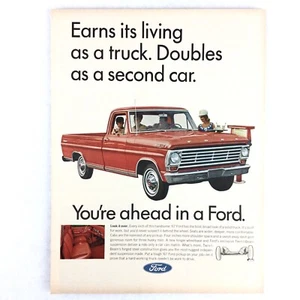 1967 FORD TRUCK VINTAGE PRINT AD Red Pickup Man Cave Bar Decor - Picture 1 of 1