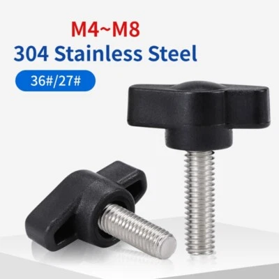 HUIRUIXIN Thumb Screw T Bolts Black Butterfly Tee Wing Hand Knob 304 Stainless Steel M4-M8