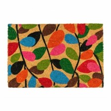Nicola Spring Leaves Design Non-slip Coir Door Mat 90 X 60 Cm - PVC Backed