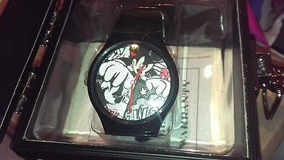 RARO Reloj Flud Disney Mickey Mouse Face Prólogo Boceto II en Negro--Nuevo en Caja Foto 1 de 3