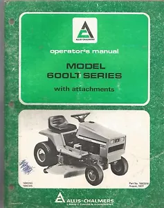 Allis Chalmers 600LT Series Lawn Tractor with Attachments Operator's Manual - Picture 1 of 1