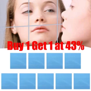 9X Glass Mirror Tiles Wall Sticker Self Adhesive Square Stick On Art Home Decor - Picture 1 of 11