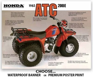 Honda ATC 200 1983 gran volante rojo pancarta fabricante de equipos originales folleto especificaciones arte de imagen - Imagen 1 de 4