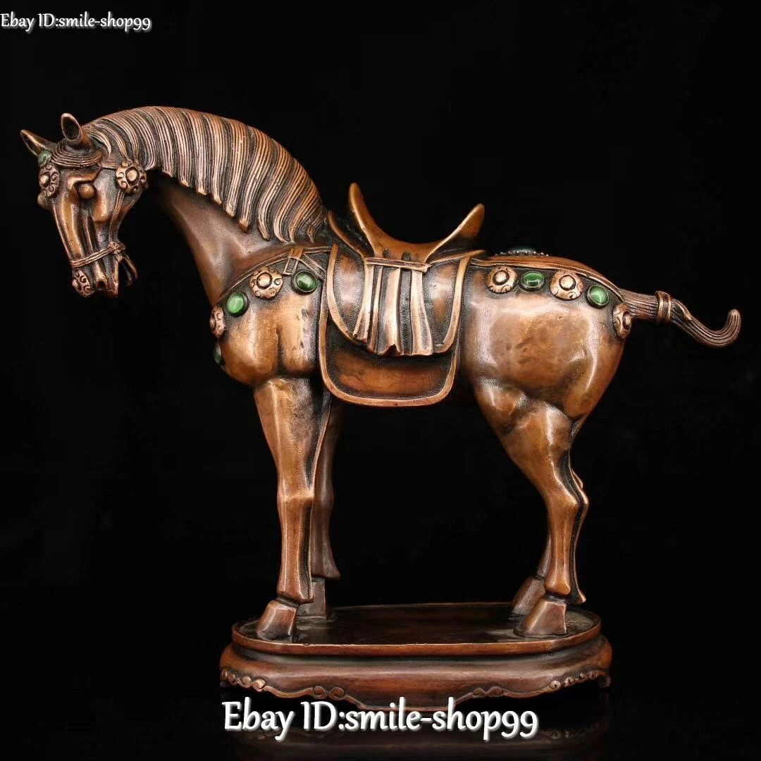 马动物中国风青铜雕像、雕像| eBay