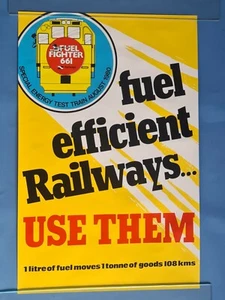 Rare 1980 New Zealand Railways "Fuel Efficient Railways " Poster 71 x 47cms - Picture 1 of 5