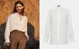 NWT Theory Classic Menswear Shirt, Pure Linen, White Size S  $295 - Picture 1 of 8