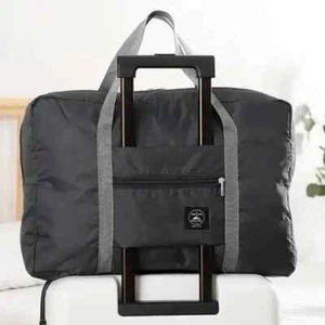 Black Foldable Travel Bag NWT Carryon Vacation Personal Item Folding Duffle - Picture 1 of 5