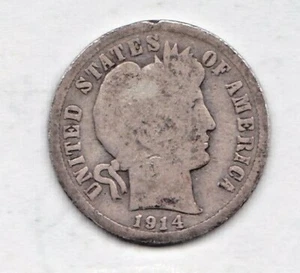 1914 Barber Dime in GOOD  condition stk 13.5 ~ FULL RIM ON BOTH SIDES . - Picture 1 of 4