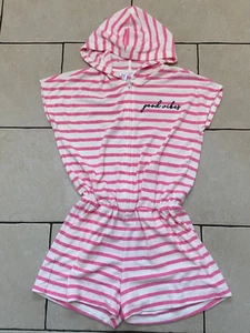 GAP GIRLS PINK & WHITE STRIPE TOWELLING SHORT ALL IN ONE OUTFIT XXL 13 YEARS + - Picture 1 of 9