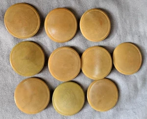 Olive Color 1970’s Set of 10 Large Coat Buttons Drilled Vintage 1 1/16” - Picture 1 of 7