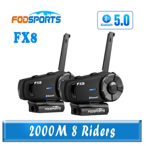 2Stk FX8 2000M Motorrad Helm Sprechanlage Bluetooth Intercom Headset Kopfhörer - Picture 1 of 12