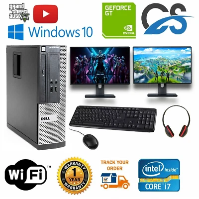 Veloce Dell / HP PC Da Gioco Desktop Computer Fascio i7 8GB 1TB GT710 Due - Immagine 1 di 3