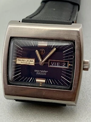 VINT Favre leuba  automatic sea raider 36000 never restored dial swissmade ca 67 - Image 1 of 4