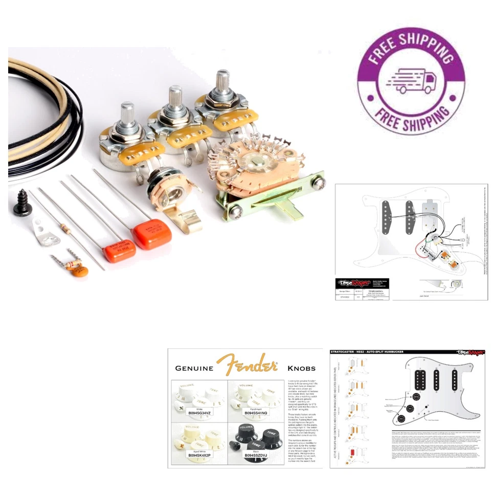 ToneShaper Guitar Electronics Wiring Kit for Fender HSS Stratocaster Hss2