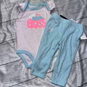 Under Armour Baby Girls Leggings Bodysuit Real Boss Outfit Set NEW - Picture 1 of 1
