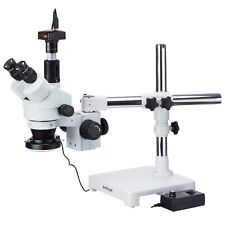Amscope 3.5X-180X Trinocular Zoom Stereo Boom Microscope +10MP Camera+LED Light