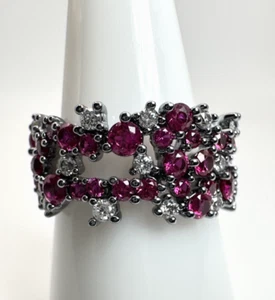 Size 9 Bomb Party July Ring - RG23629 "Everlasting Embrace" Ruby CZ on Hematite - Picture 1 of 4
