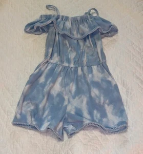 Girls Blue Tie Die Cold Shoulder Romper With Pockets Harper Canyon Size 7 - Picture 1 of 4
