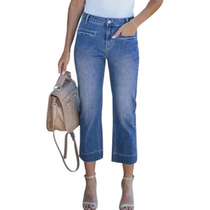 Luvamia Women's High Waisted Slim Straight Stretchy Denim Capris Pants Sz M - Picture 1 of 9