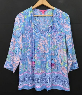 Lilly Pulitzer Marilina 束腰上衣多色现在全部打印尺寸 M — 第 1/4 张图片