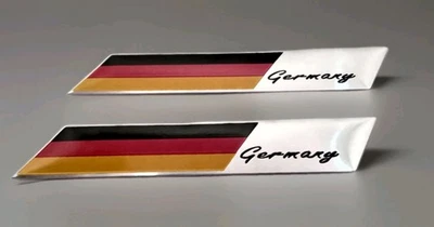 2x  Deutschland Germany  KFZ Aluminium Metall Aufkleber Auto Sticker Flagge - Bild 1 von 4