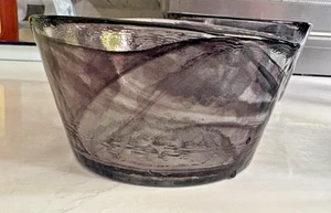 4 Kosta Boda Mine Black 5in Bowl UHV Ulrica Hydman-Vallien Sweden Swirl Glass - Picture 1 of 5