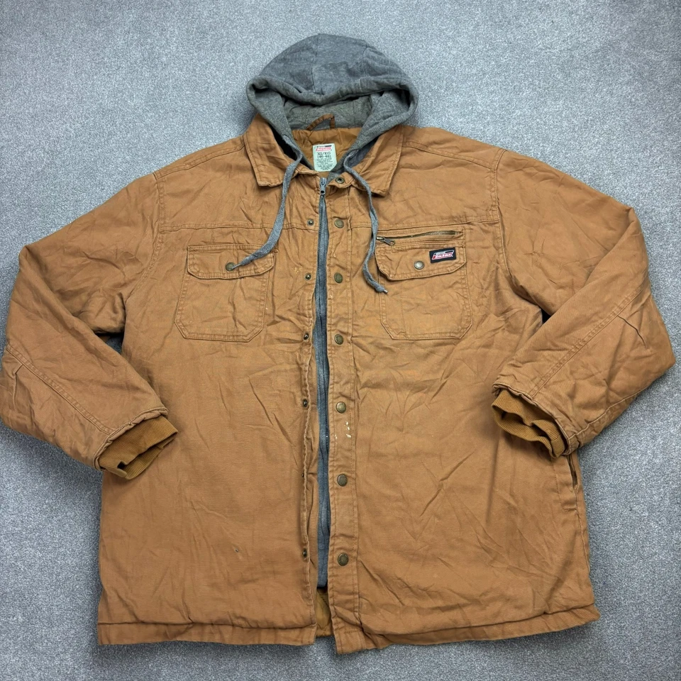 Chaqueta Dickies Adulto X Grande Marrón Tareas Lona Ropa de Trabajo Forrada Capucha Abrigo Hombres* Foto 1 de 4