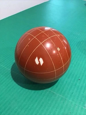 (1) Single Vintage Sportcraft Rivoli Bocce Ball Brown Line Design 113mm (4.5") - Image 1 of 4