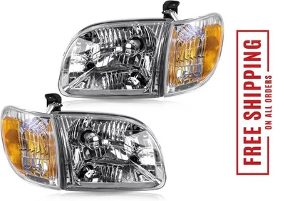 Headlight Assembly with Corner Light Compatible with Toyota Tundra 2000 2001 200 - Image 1 of 4