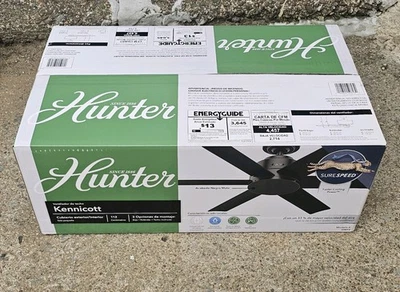 Hunter Kennicott 44” Matte Black Indoor Outdoor Ceiling Fan 59613 New - Image 1 of 3